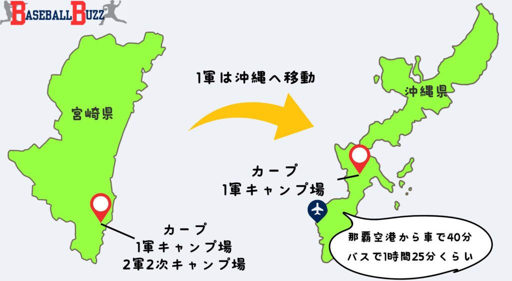 広島カープ　春季キャンプ　場所　地図　マップ　行き方