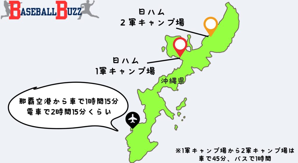 北海道日本ハムファイターズ　日ハム春季キャンプ　場所　地図　マップ　行き方