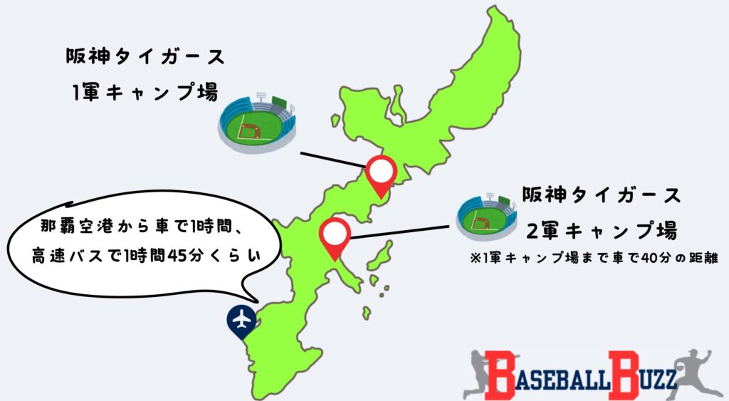 阪神タイガース　春季キャンプ　場所　地図　マップ　行き方